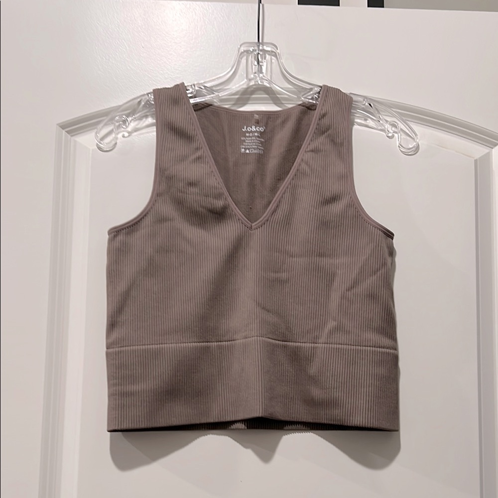 Ribbed Stretch Tank Yoga Bra Crop Top